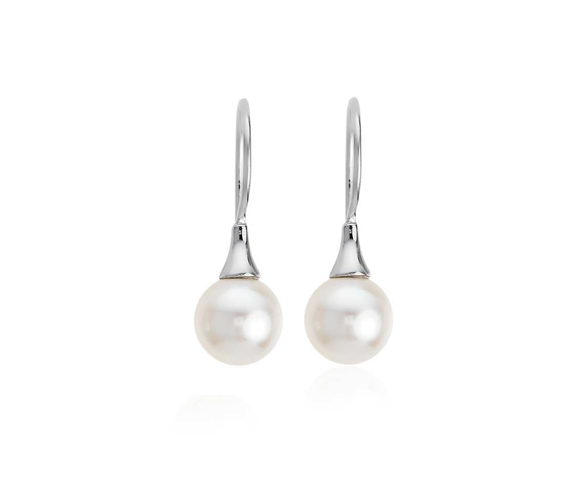 Pearl Earrings - 92.5 Sterling Silver With High Polished Rhodium Plating, Featuring Pearl & Zircon Stones For Parties, Engagements, And Weddings