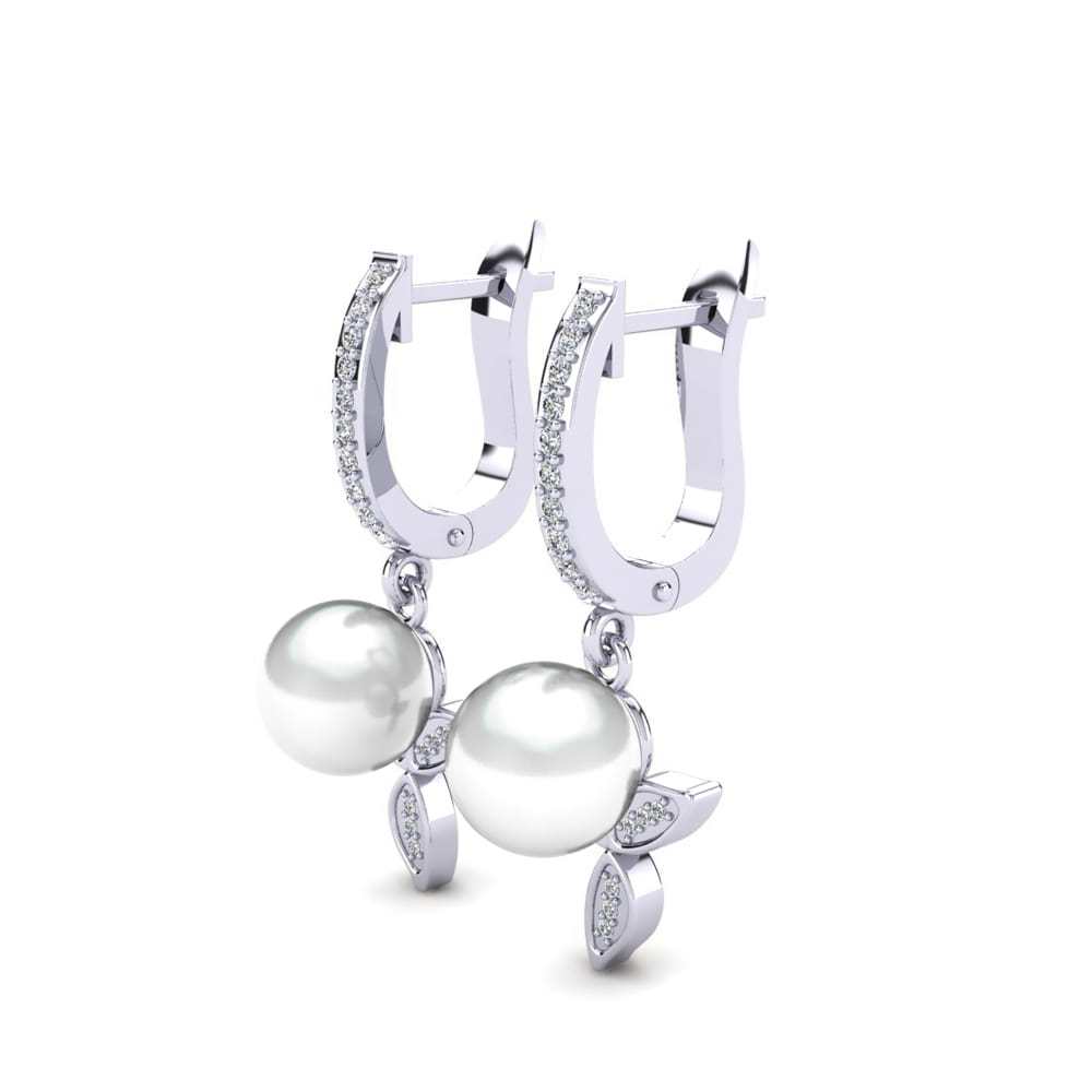 Pearl Earring - 92.5 Sterling Silver, High Polish Nickel Rhodium Plated | Elegant Women's Designer Jewelry For Party, Anniversary, Engagement, Wedding