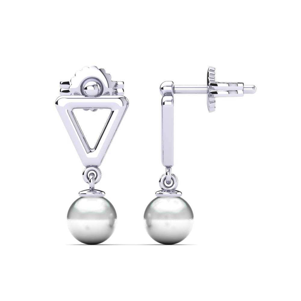 Pearl Earring - 92.5 Sterling Silver, High Polish Nickel Rhodium Plated | Elegant Women's Designer Jewelry For Party, Anniversary, Engagement, Wedding