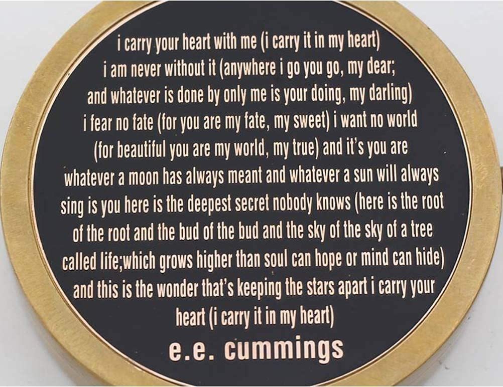Nauticalmart Compass E. E. Cummings Complete I Carry Your Heart Brass Nautical With Not All Those Stamped Leather Case