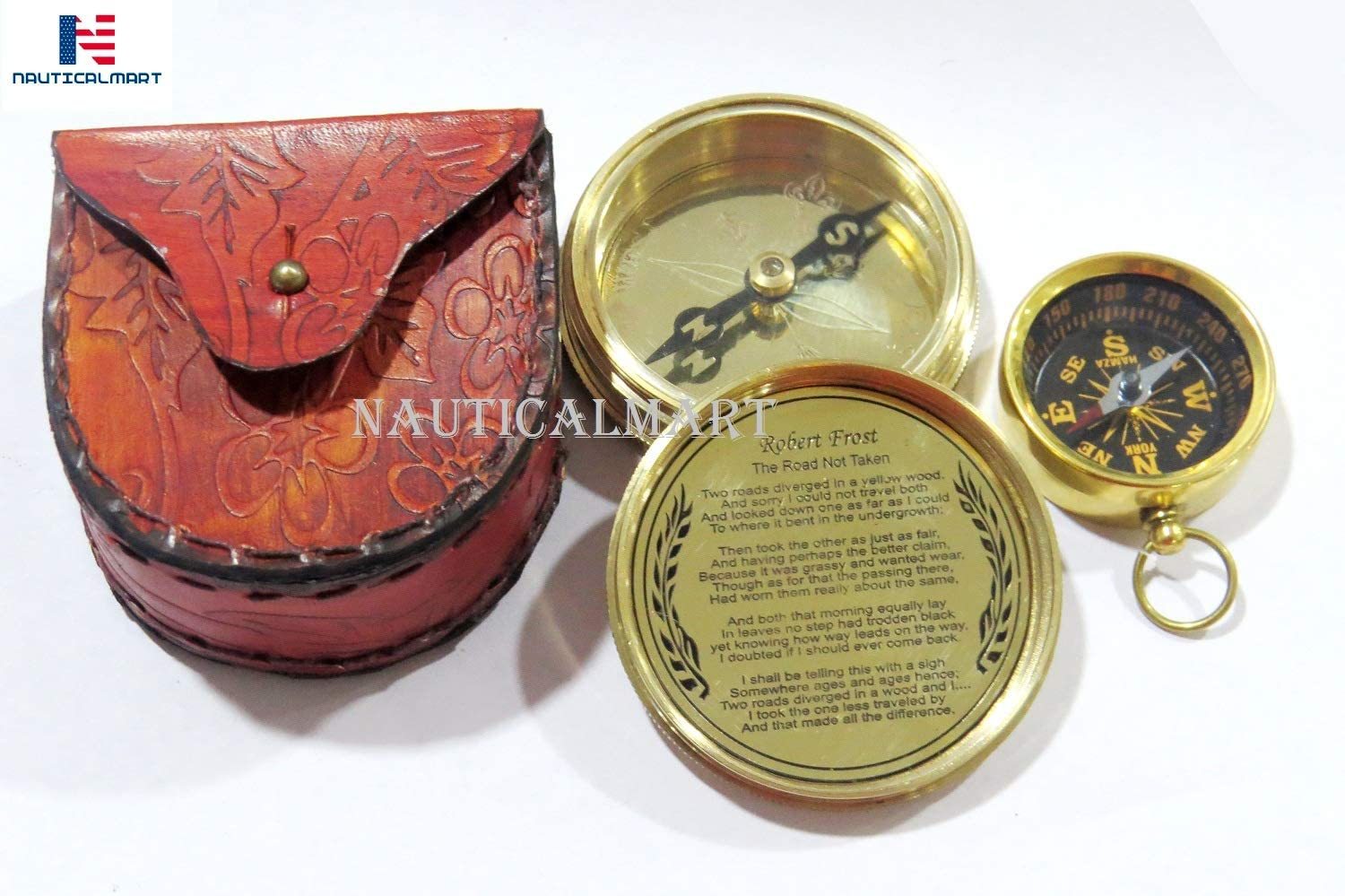 Nautical Nauticalmart Brass Compass Man Cannot Discover New Oceans With Mini Pocket Compass Combo Gift, Graduation, Birthday, Wedding Keepsake, Christmas, Baptism, Vintage Working Compass