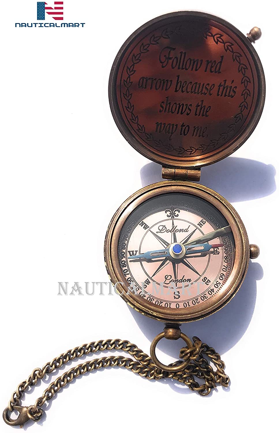 Antique Not All Who Wander Are Lost Engravable Compass - Pocket Compass - Brass Compass With Leather Case - Pirates Compass - Gift Compass - Camping Compass - Confirmation Gift Idea - Baptism Gifts - Keepsake