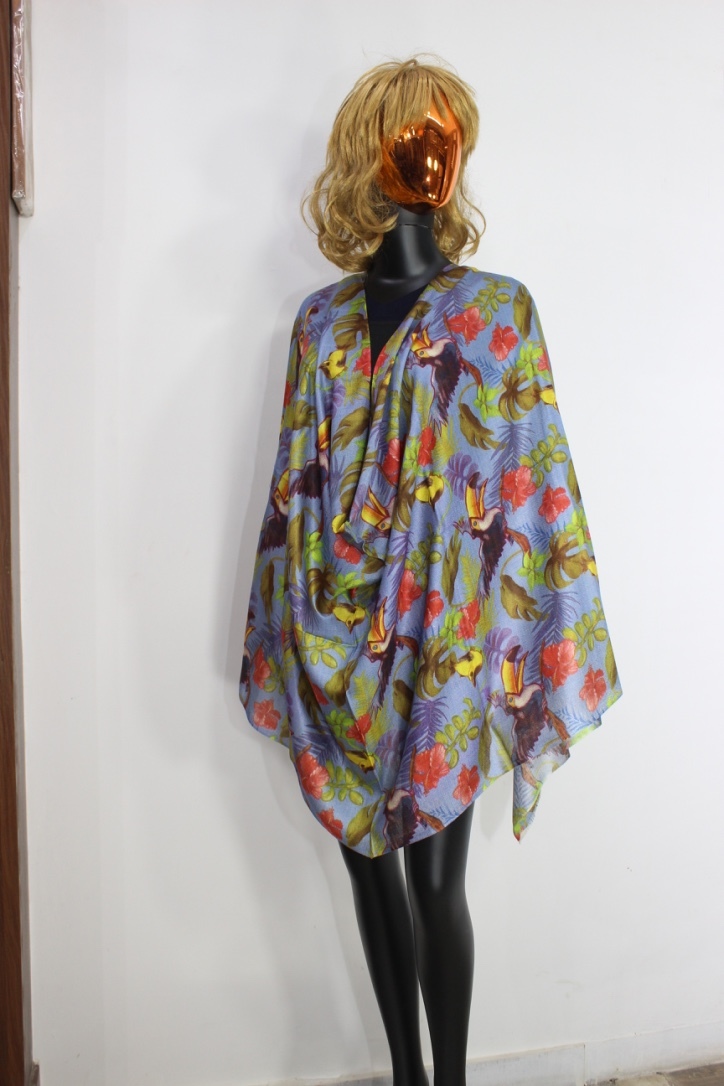 Modal Digital Printed Stoles - Silk Modal Wool Blend, 70x200cm Size | Hand Painted & Printed Design, Casual Wear For Women