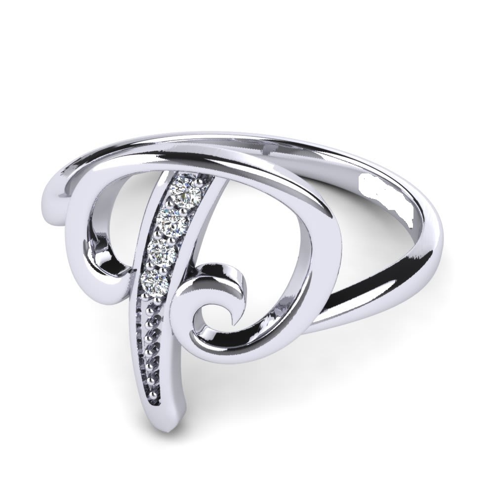 Gift Silver Alphabets Ring