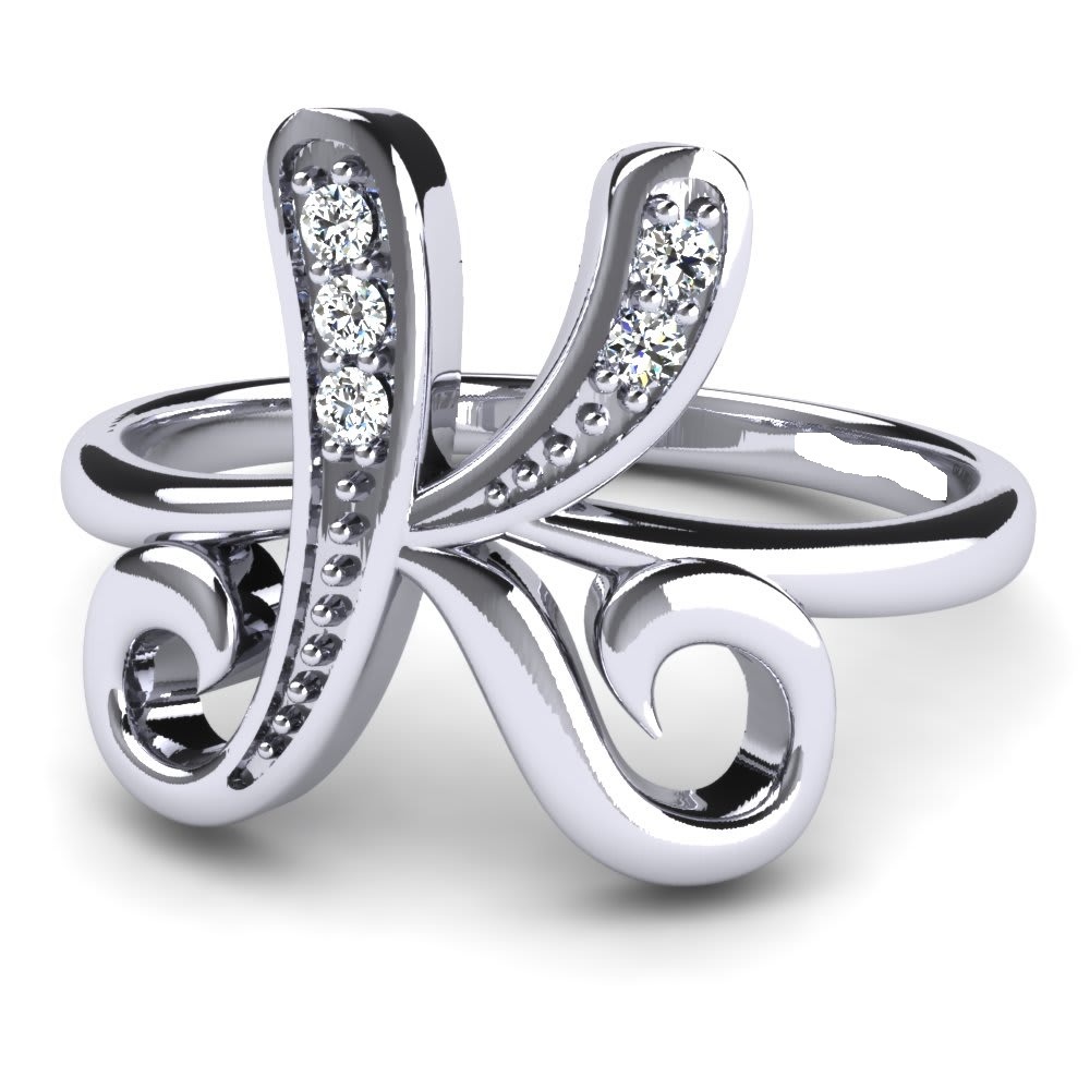 Gift Silver Alphabets Ring
