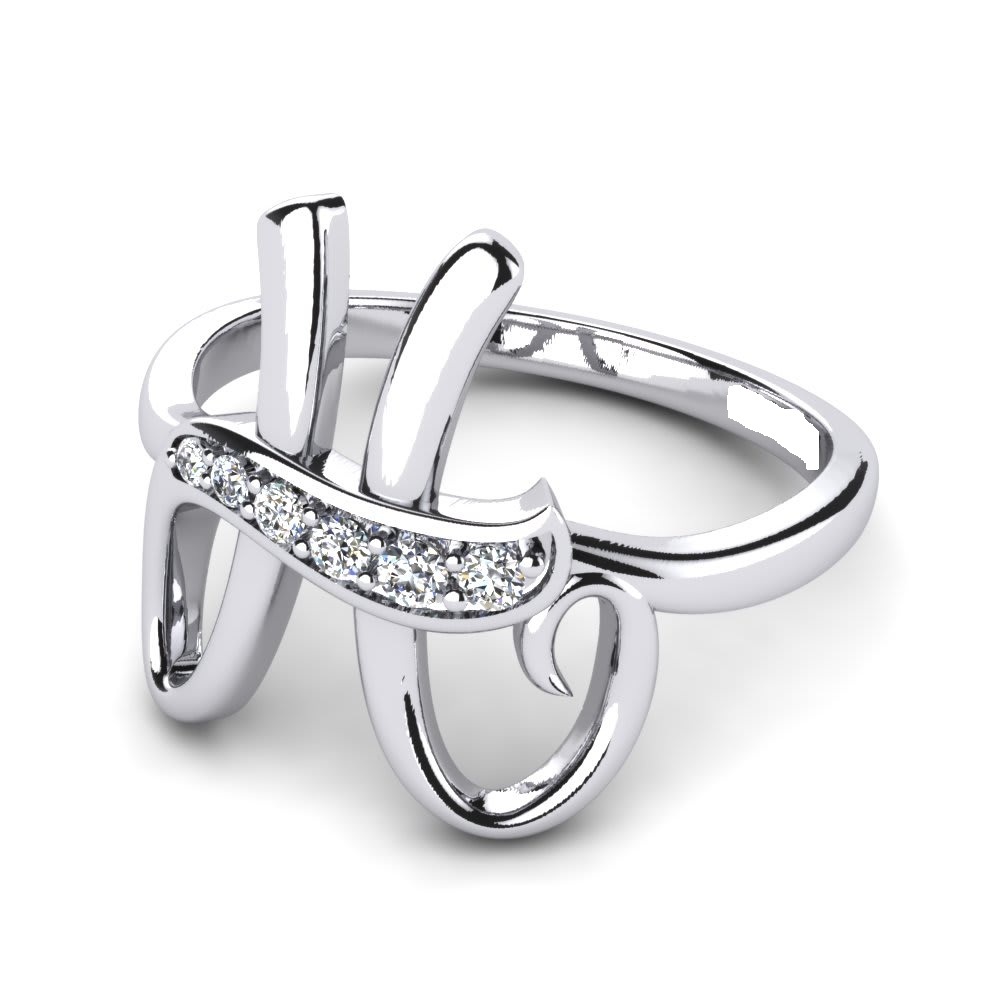 Sterling Silver Alphabets Rings Gender: Women