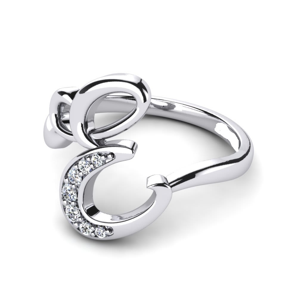 Sterling Silver Alphabets Rings Gender: Women