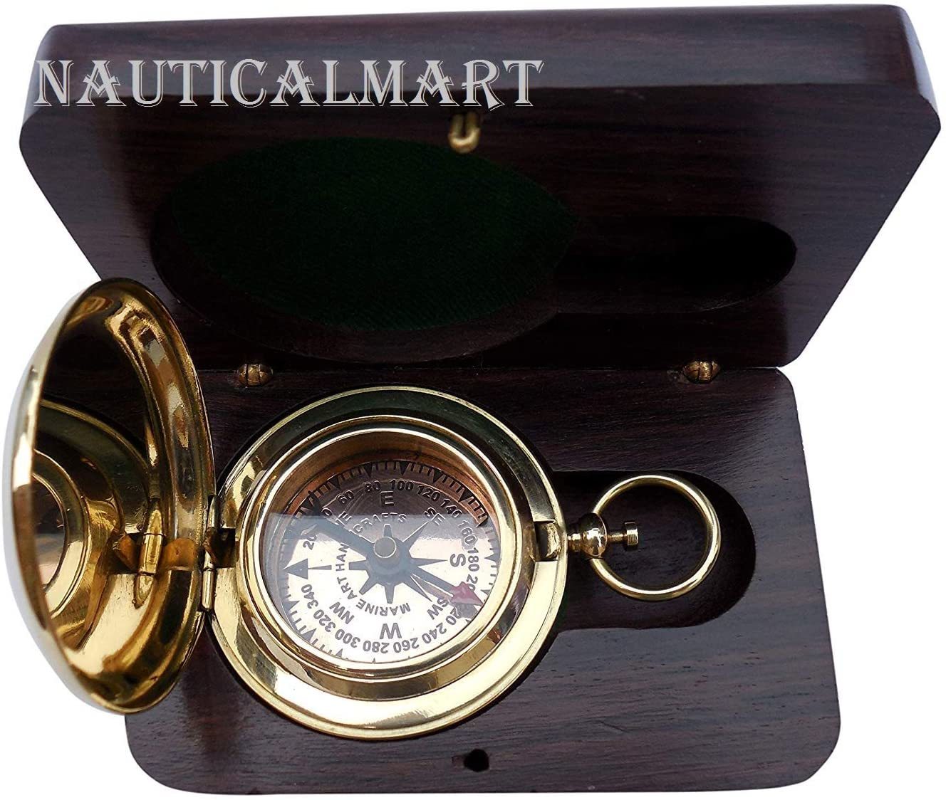 Nautical Nauticalmart Brass Compass Push Button Engravable Direction Pocket Compass