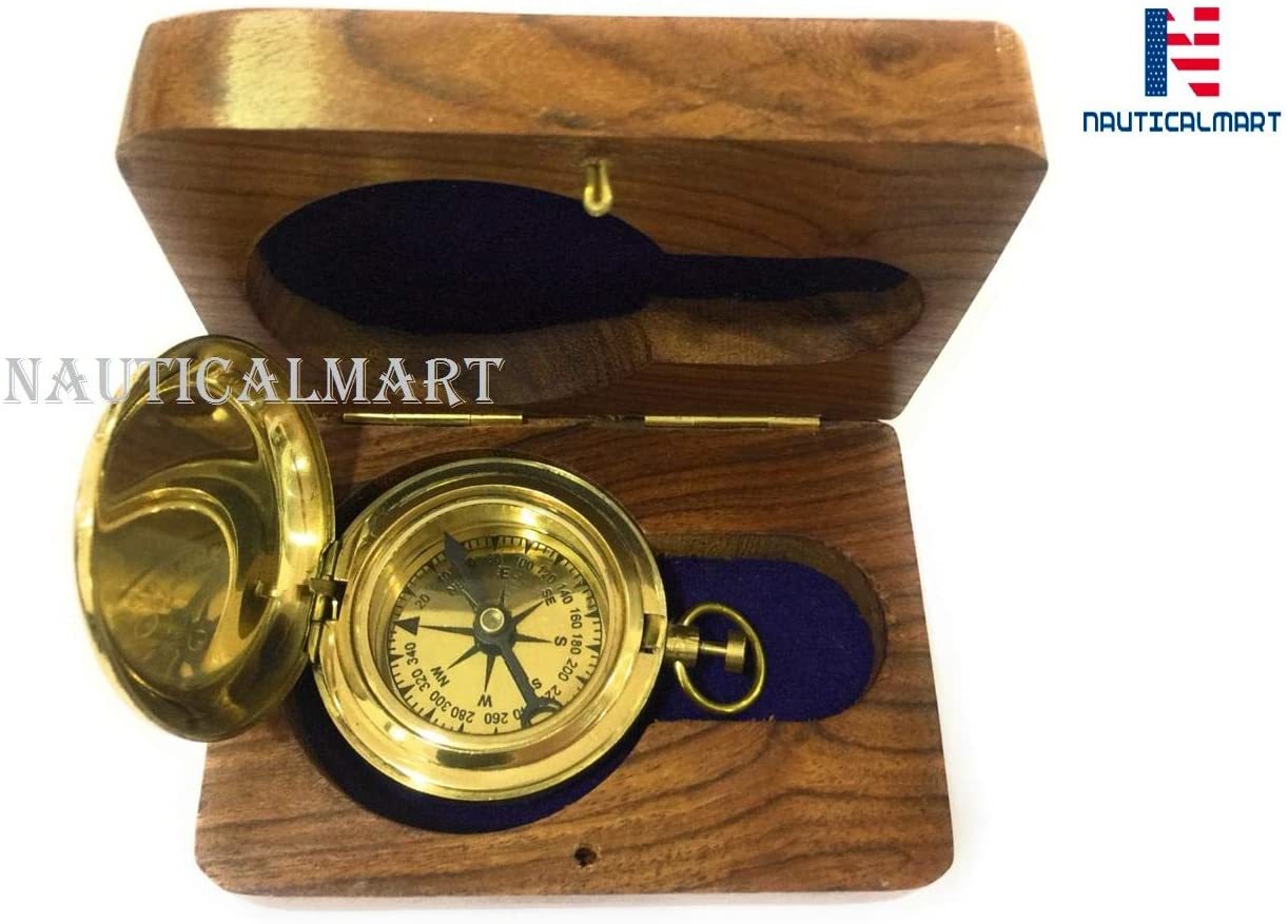 Nautical Brass Push Button Compass Marine Pocket Compass