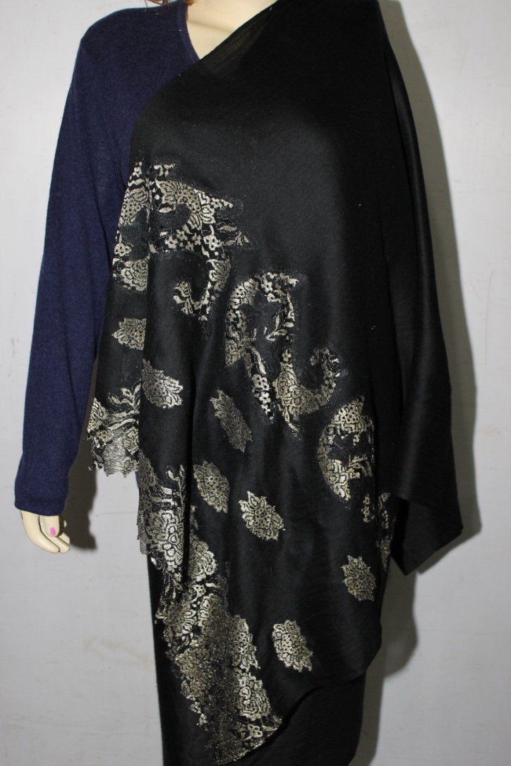 Cashmere Metallic Lace Shawls - 70x200cm & 90x210cm | All Colors, Lace Closure, Machine Made For Daily, Evening, Wedding Use