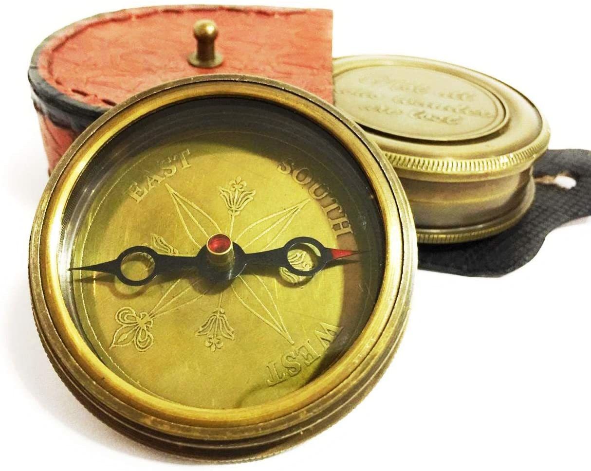 Brass Antique Nauticalmart Marine Nautical Compass Not All Who Wander Are Lost Compass With Case