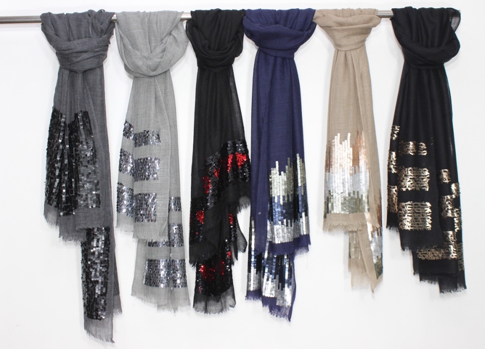 All Color Silk Wool Sequence Stole
