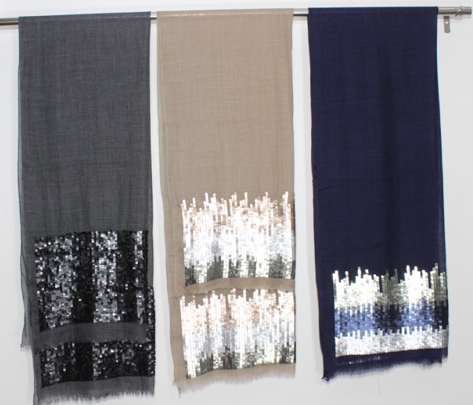 All Color Silk Wool Sequence Stole