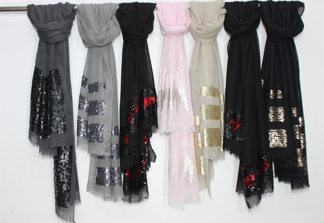 All Color Silk Wool Sequence Stole