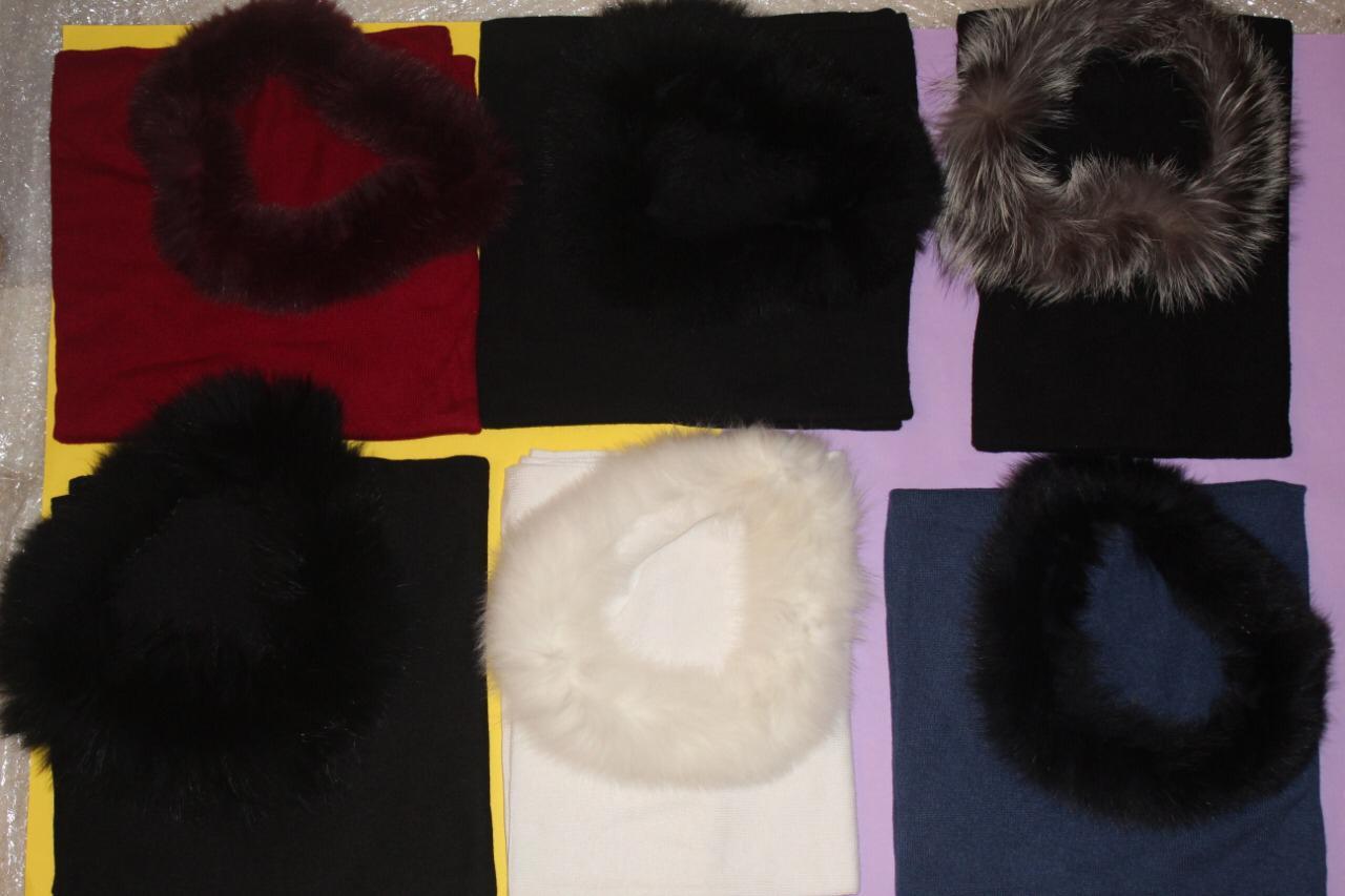 Indian Cashmere Knitted Neck Fur Poncho