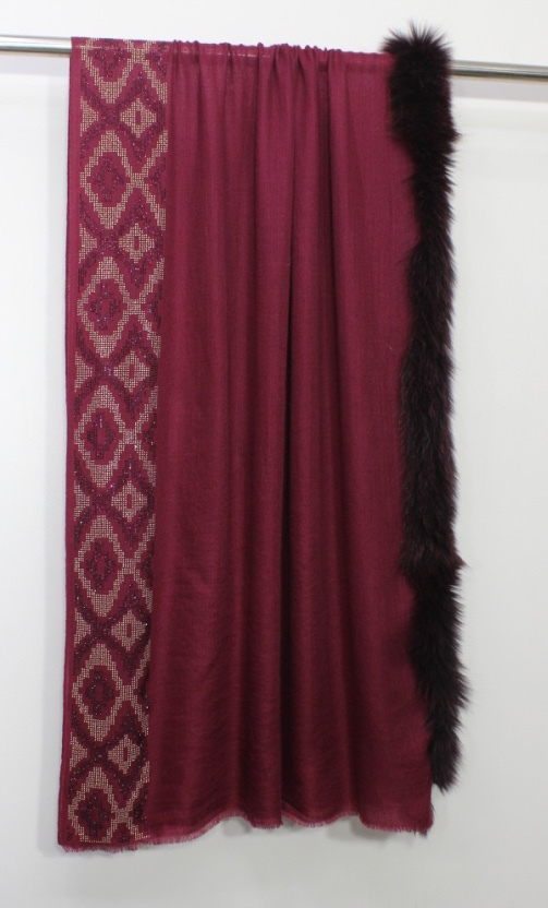 Pashmina One Side Fur And One Side - Color: All Color
