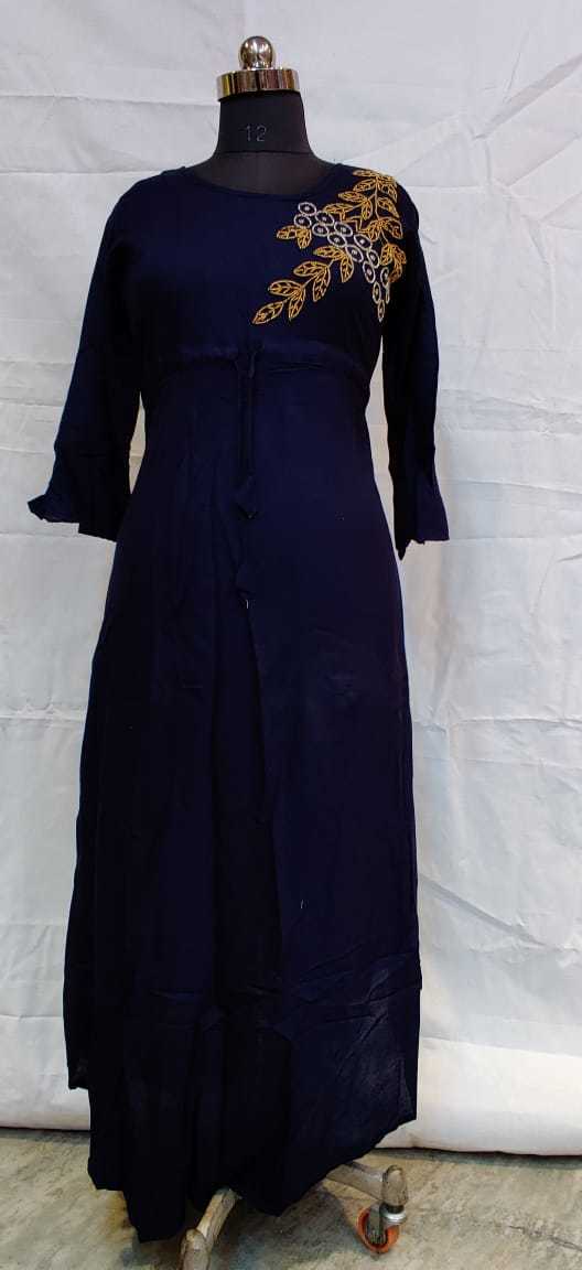 Reena Handicraft Rayon Long Kurti - Color: Blue