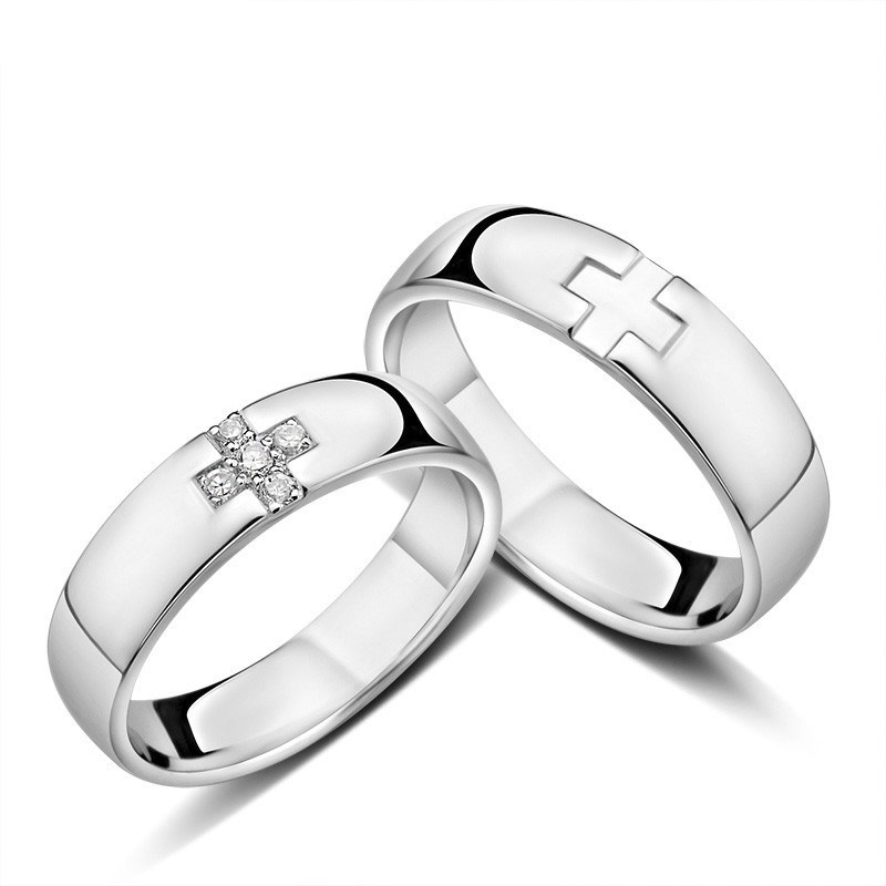 Silver Enamel Couple Rings