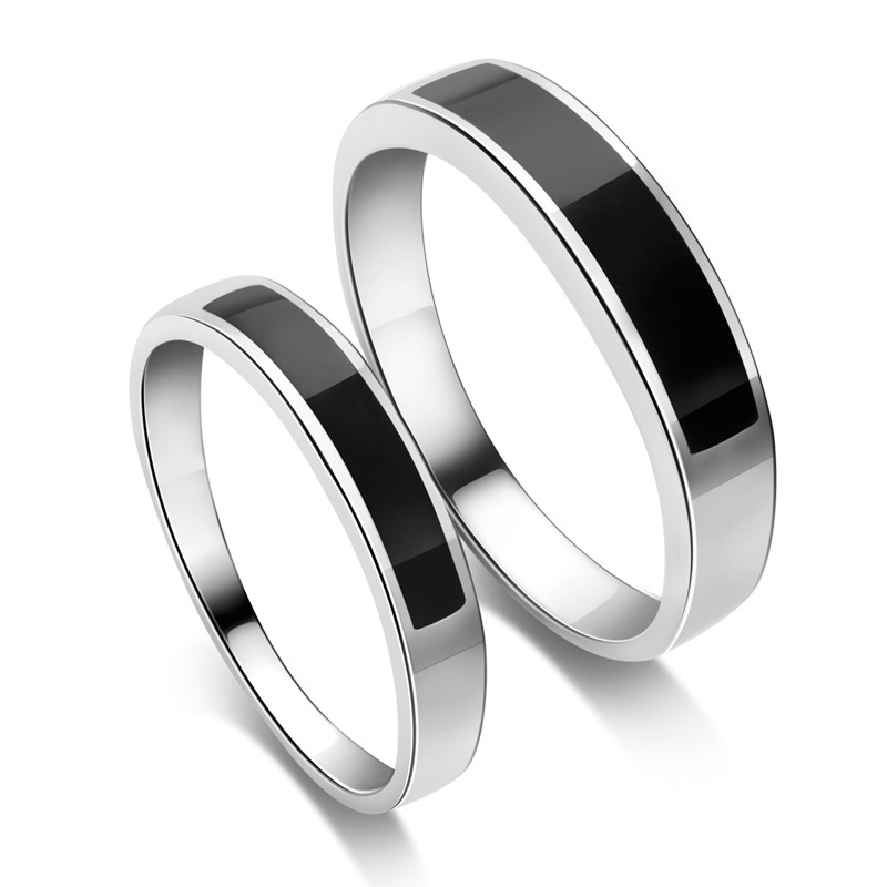 Silver Enamel Couple Rings