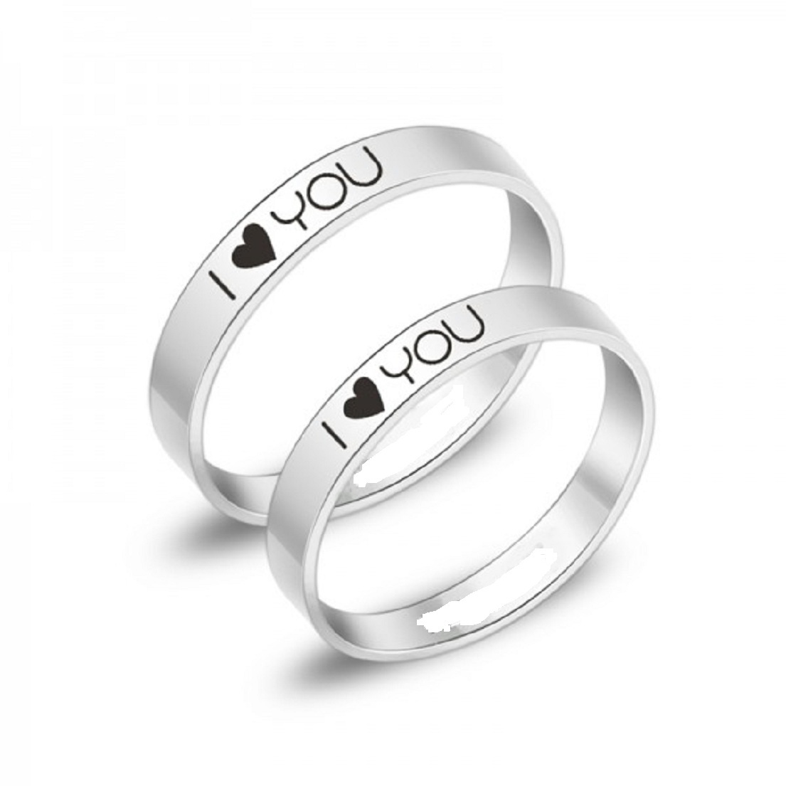 Silver Enamel Couple Rings