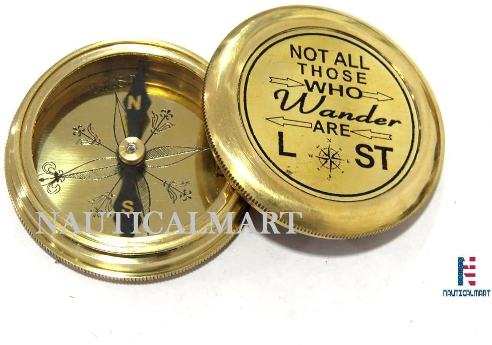 Nautical Nauticalmart Not All Those Who Wander Are Lost Solid Brass Compass