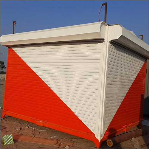 Portable Shop Cabin - Steel, 10x8x10 Ft, Gray/red | 1 Roll-up Door, 1 Security Window, Versatile On-site Office Or Temporary Shelter