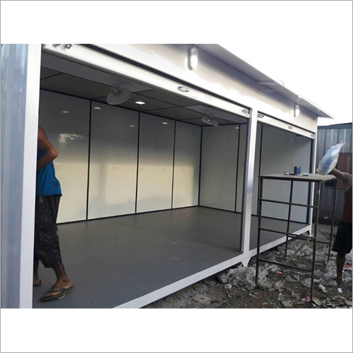 Portable Shop Cabin - Steel, 10x8x10 Ft, Gray/red | 1 Roll-up Door, 1 Security Window, Versatile On-site Office Or Temporary Shelter