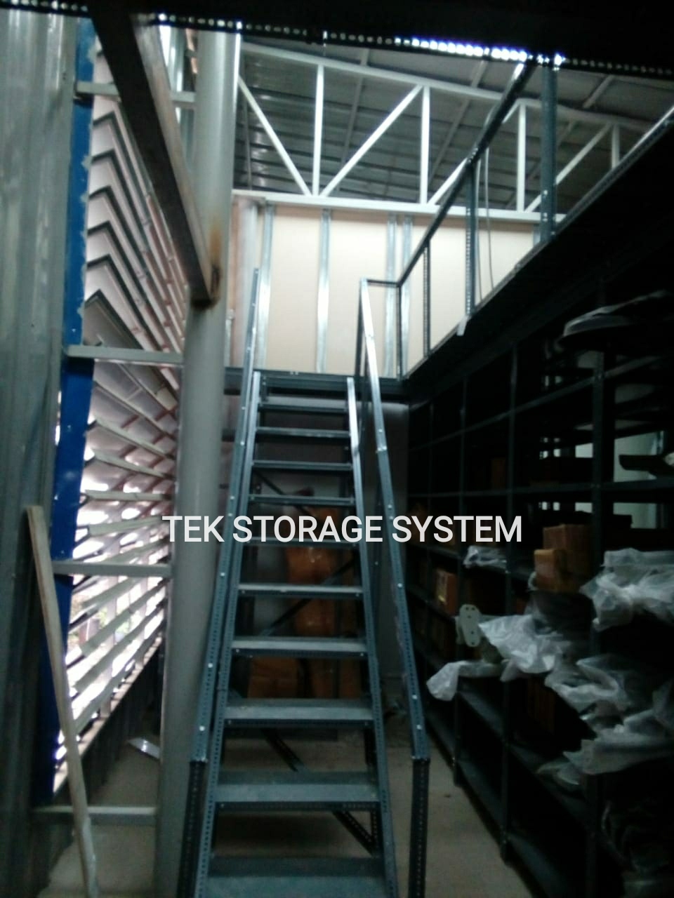 Iron Dark Grey Slotted Angle Stair Case
