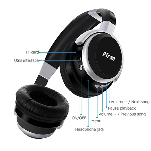 Ptron Rodeo Over-the-ear Bluetooth Headphones With 8 Hours Playback Bluetooth Version: V4.2+edr