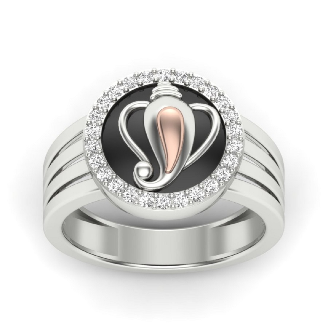 Party Men Silver Enamel Rings