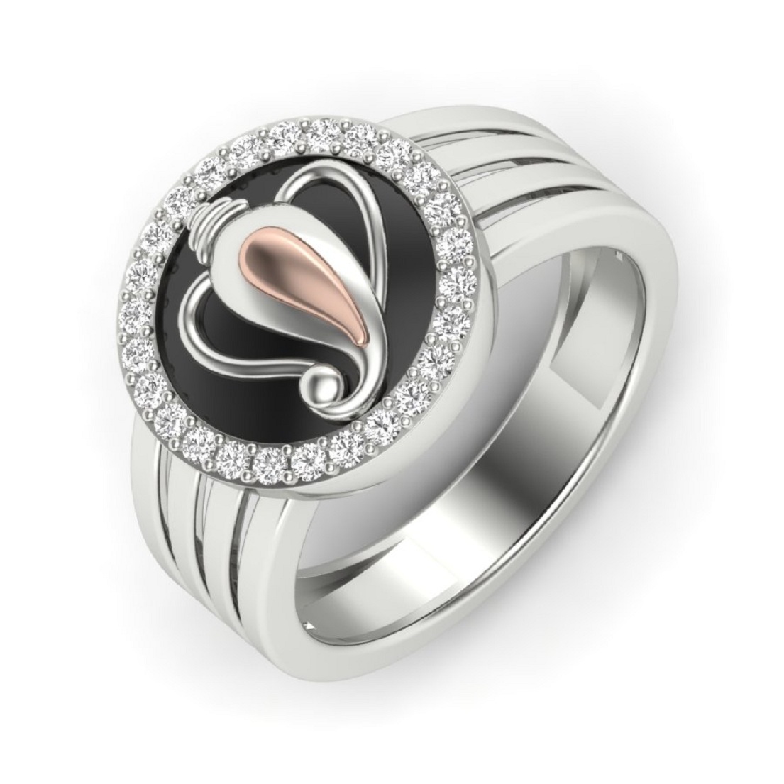 Party Men Silver Enamel Rings