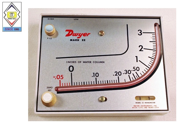 Mark Ii Model 27 Dwyer Manometer - Molded Styrene-acrylonitrile, 8-1/4 Inches Diameter | 0-7000 Fpm Air Velocity Measurement, Portable Design, Shock Mounted Glass Level Vial, Includes Tubing Connectors And Mounting Screws