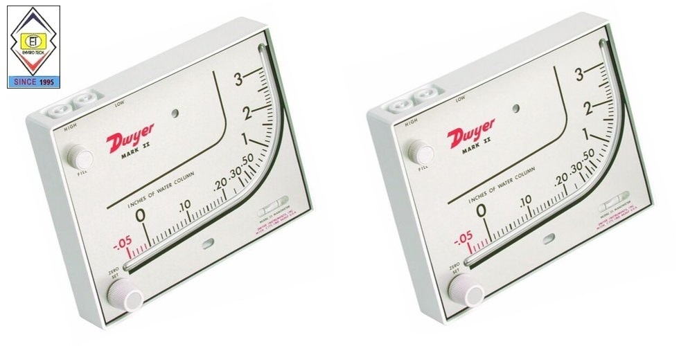 Mark Ii Model 27 Dwyer Manometer - Molded Styrene-acrylonitrile, 8-1/4 Inches Diameter | 0-7000 Fpm Air Velocity Measurement, Portable Design, Shock Mounted Glass Level Vial, Includes Tubing Connectors And Mounting Screws