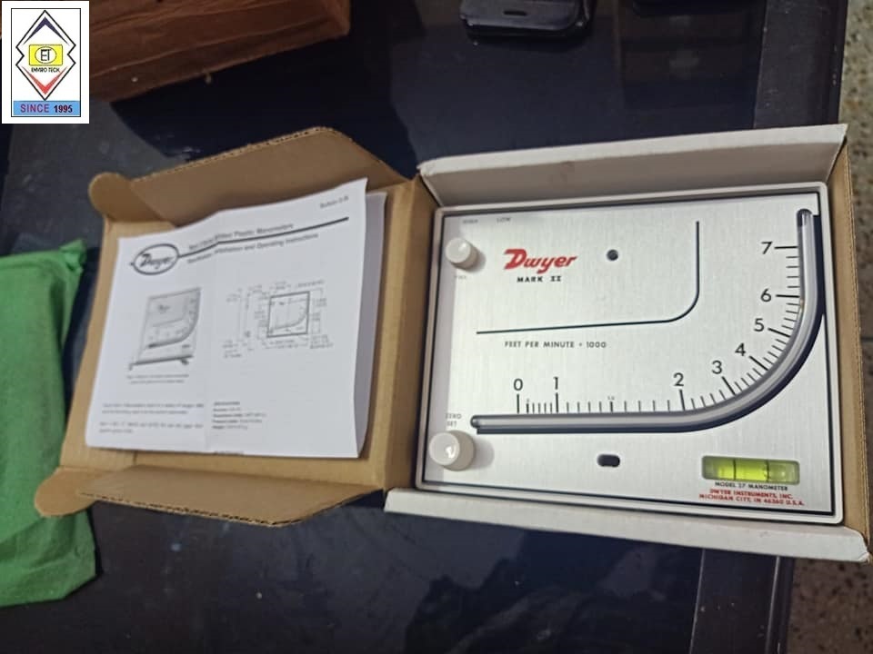 Mark Ii Model 40-250pa Dwyer Manometer - Molded Styrene-acrylonitrile, 8-1/4 Inches | 10-0-250 Pa, Portable Stand, Accurate ±3% Fs, Shock Mounted Level Vial