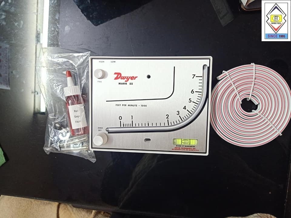 Mark Ii Model 40-250pa Dwyer Manometer - Molded Styrene-acrylonitrile, 8-1/4 Inches | 10-0-250 Pa, Portable Stand, Accurate ±3% Fs, Shock Mounted Level Vial