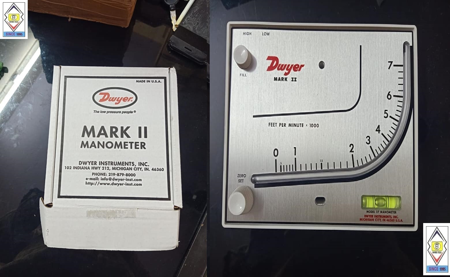 Mark Ii Model 40-250pa-av Dwyer Manometer Range 0-250 Pa,0-21 Mps Accuracy: +-3% Fs