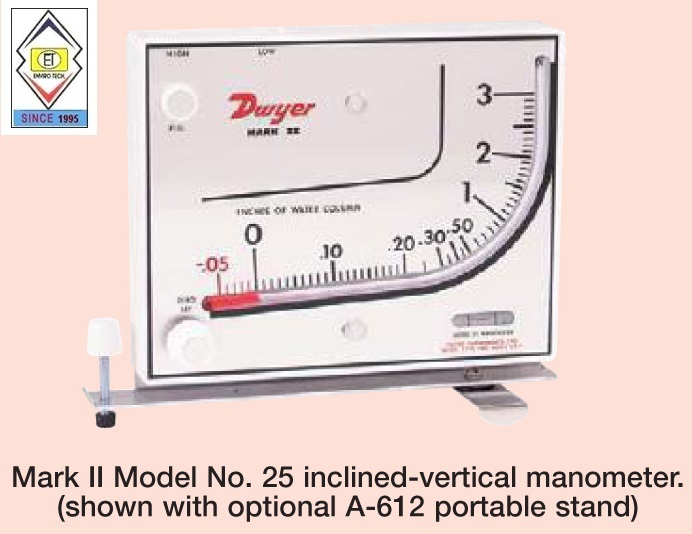 Mark Ii Model 40-25mm Dwyer Manometer Range 0-26 Mm W.c Accuracy: +-3% Fs %