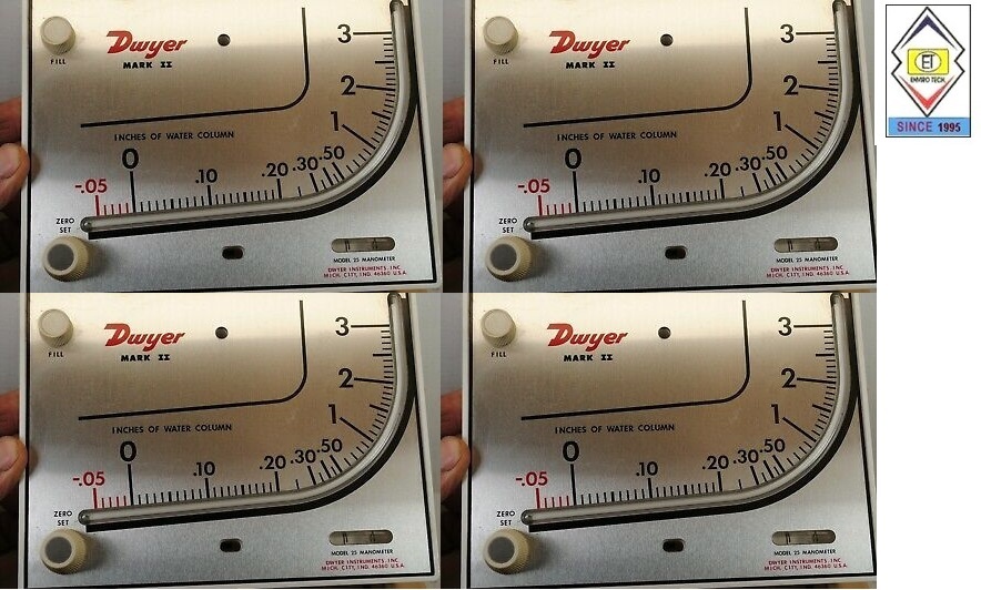 Mark Ii Model 41-2 Dwyer Manometer Range .2-0-2.4 Inches Accuracy: A 3% Fs. %