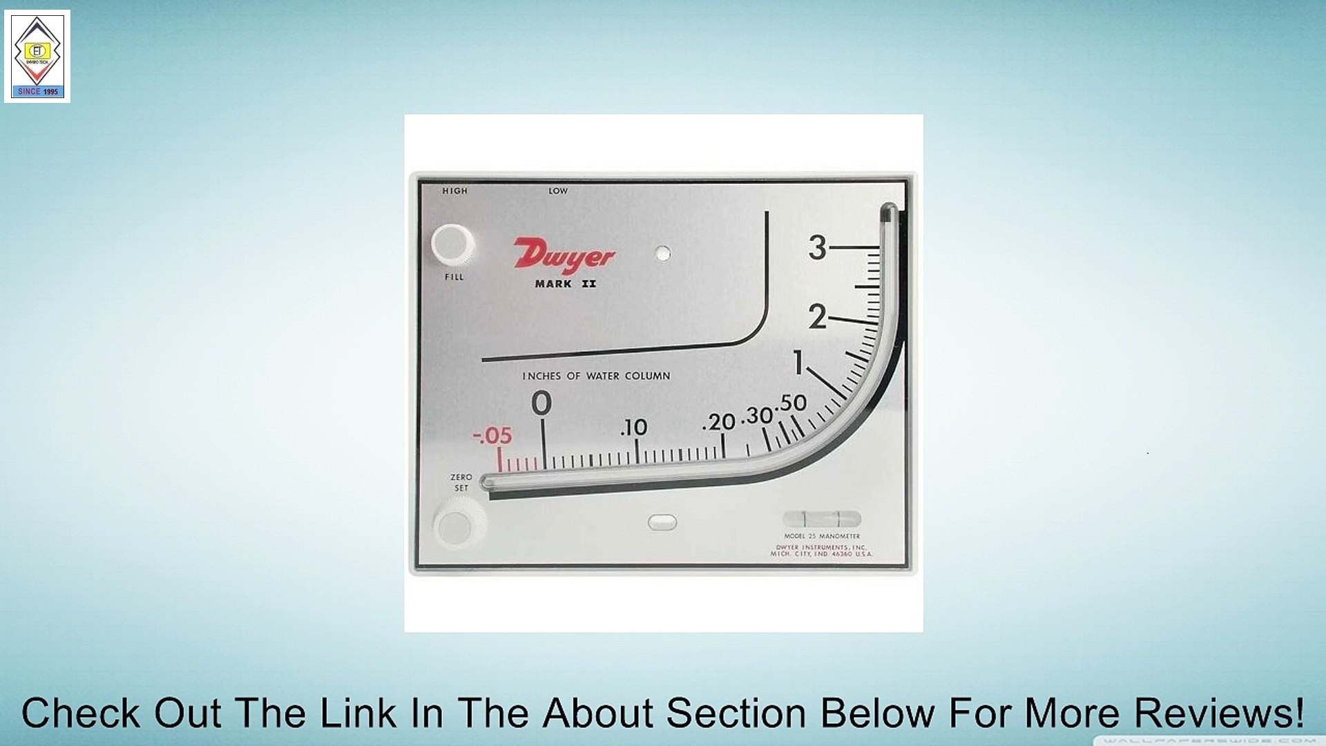 Mark Ii Model 41-2 Dwyer Manometer Range .2-0-2.4 Inches Accuracy: A 3% Fs. %