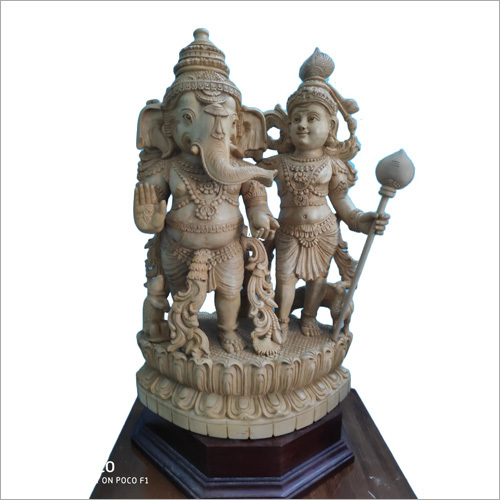 Wooden Ganesh & Kartikay Statue