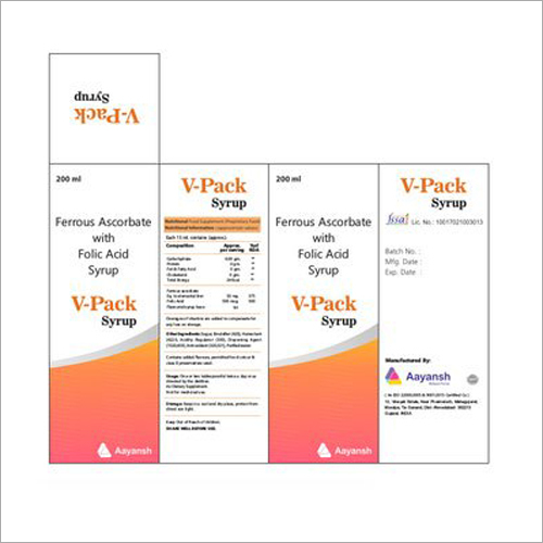 Ferrous Ascorbate With Folic Acid Syrup - 200 ml Bottle, Prescription-Only Formula For Iron Deficiency Anemia Treatment