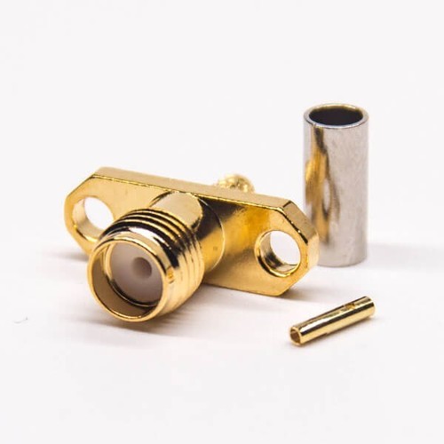 Sma 2 होल फ्लैंज कनेक्टर फीमेल स्ट्रेट सर्म्प टाइप कोएक्सियल केबल