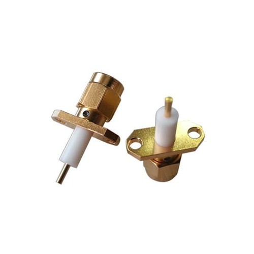 विस्तारित PTFE के साथ SMA 2 छेद निकला हुआ किनारा सीधे प्लग