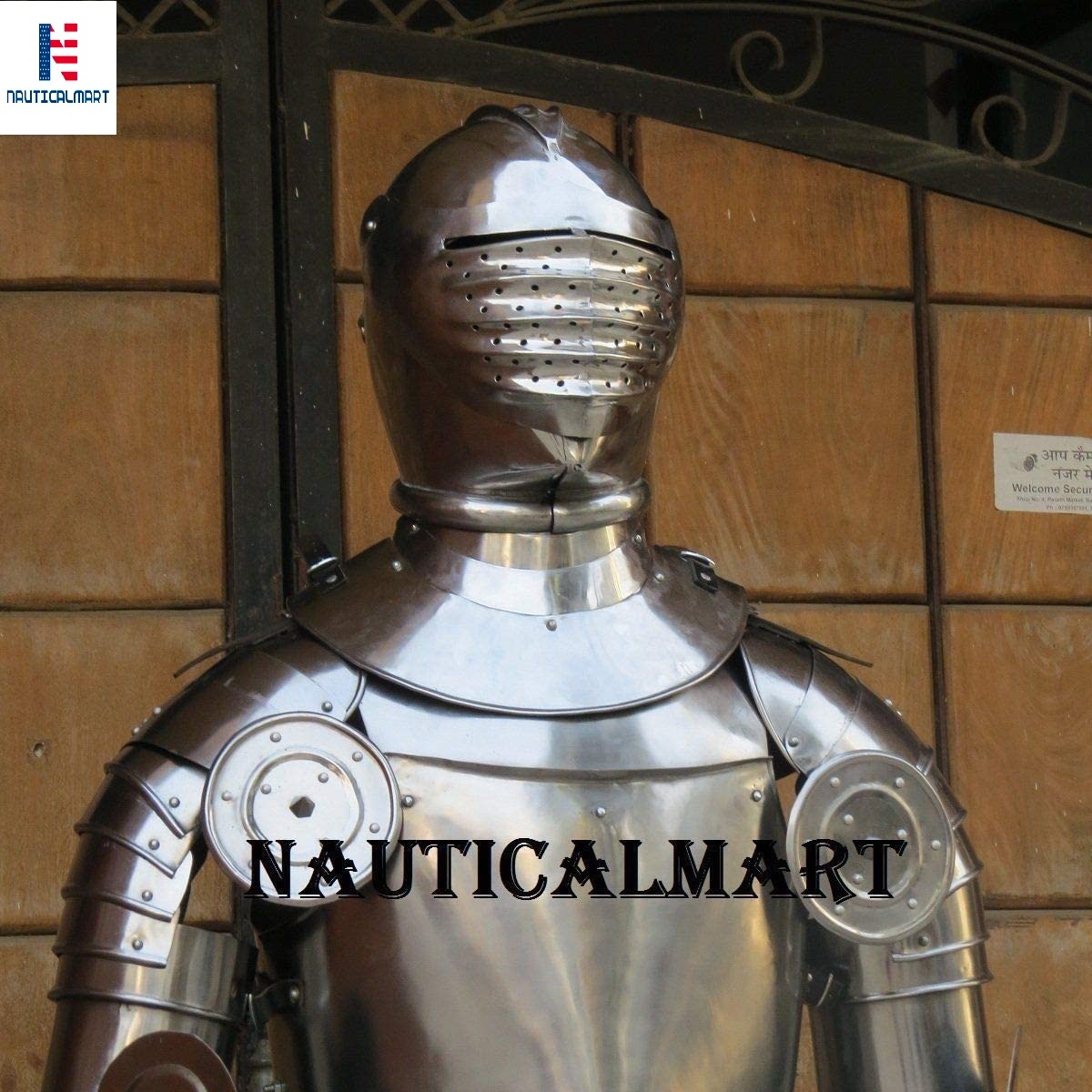 Steel Nautical Mart Templar Wearable Medieval Knight Combat Armor Full Suit With Stand