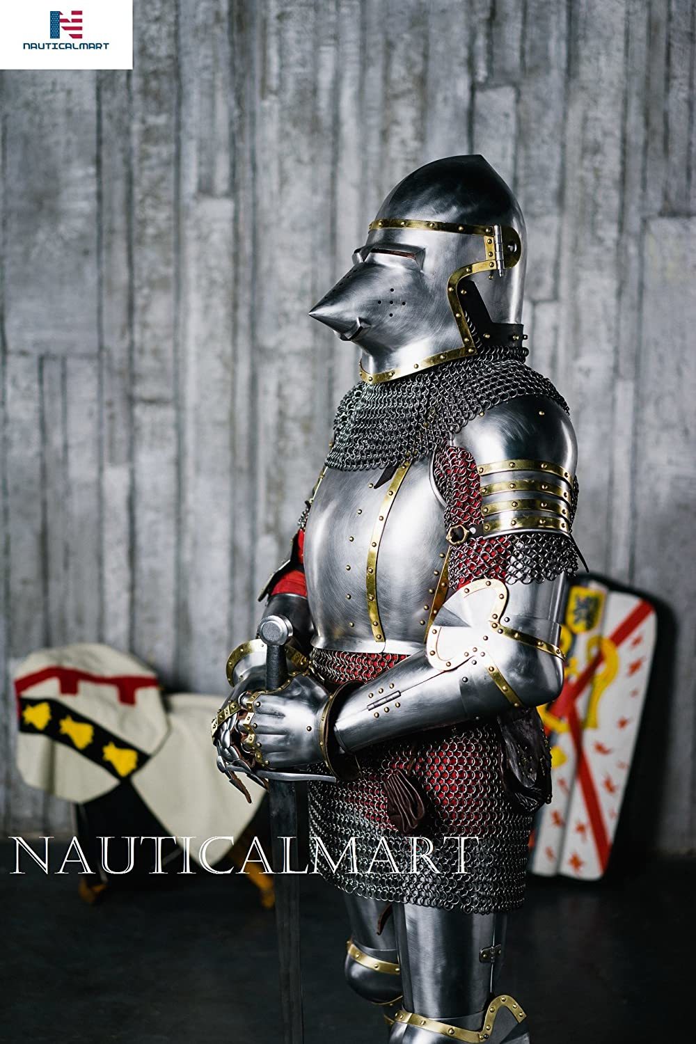 Steel Nauticalmart Full-plate Armour Xiv Century Churburg Suit Of Armor Medieval Halloween Costume