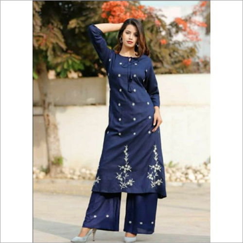 ब्लू लेडीज़ पलाज़ो सूट