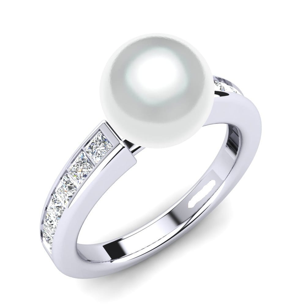 Pearl Rings - 92.5 Sterling Silver With Pearl & Swarovski Zirconia | Unisex, High Polish, Nickel Free Design, All Us Sizes Available
