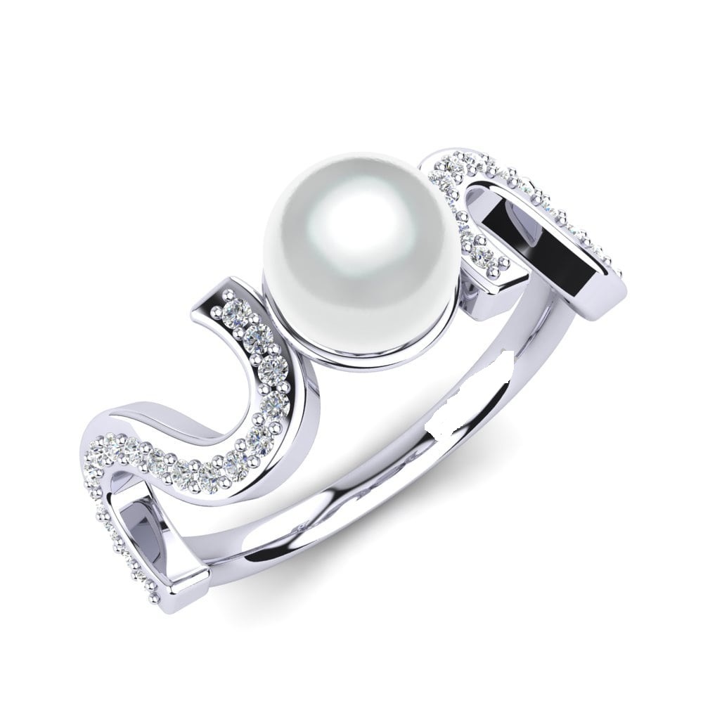 Pearl Rings - 92.5 Sterling Silver With Pearl & Swarovski Zirconia | Unisex, High Polish, Nickel Free Design, All Us Sizes Available