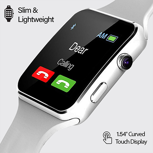 Ptron Rhythm Smartwatch - Lightweight Metal & Silicone Design, 1.54" Curved Touch Display , 0.8mp Camera, Sim & Tf Card Support, Pedometer, Sleep Monitor, Notifications