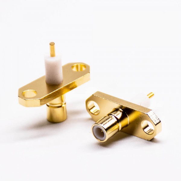 Smb Connector Female Pcb Straight Through Hole 2 Holes Flange With Extended Ptfe